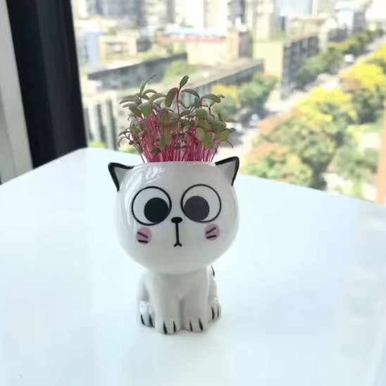 Pot de fleur chat en céramique