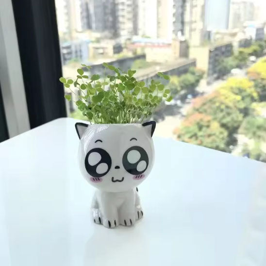 Pot de fleur chat en céramique