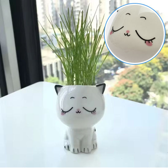 Pot de fleur chat en céramique